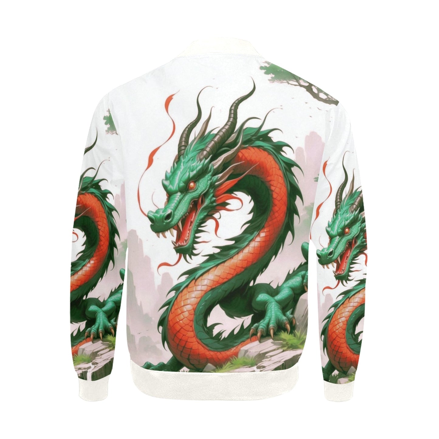 Chinese New Year 2024, Year of the Dragon, Wht 01, AOP Bomber Jacket for Men