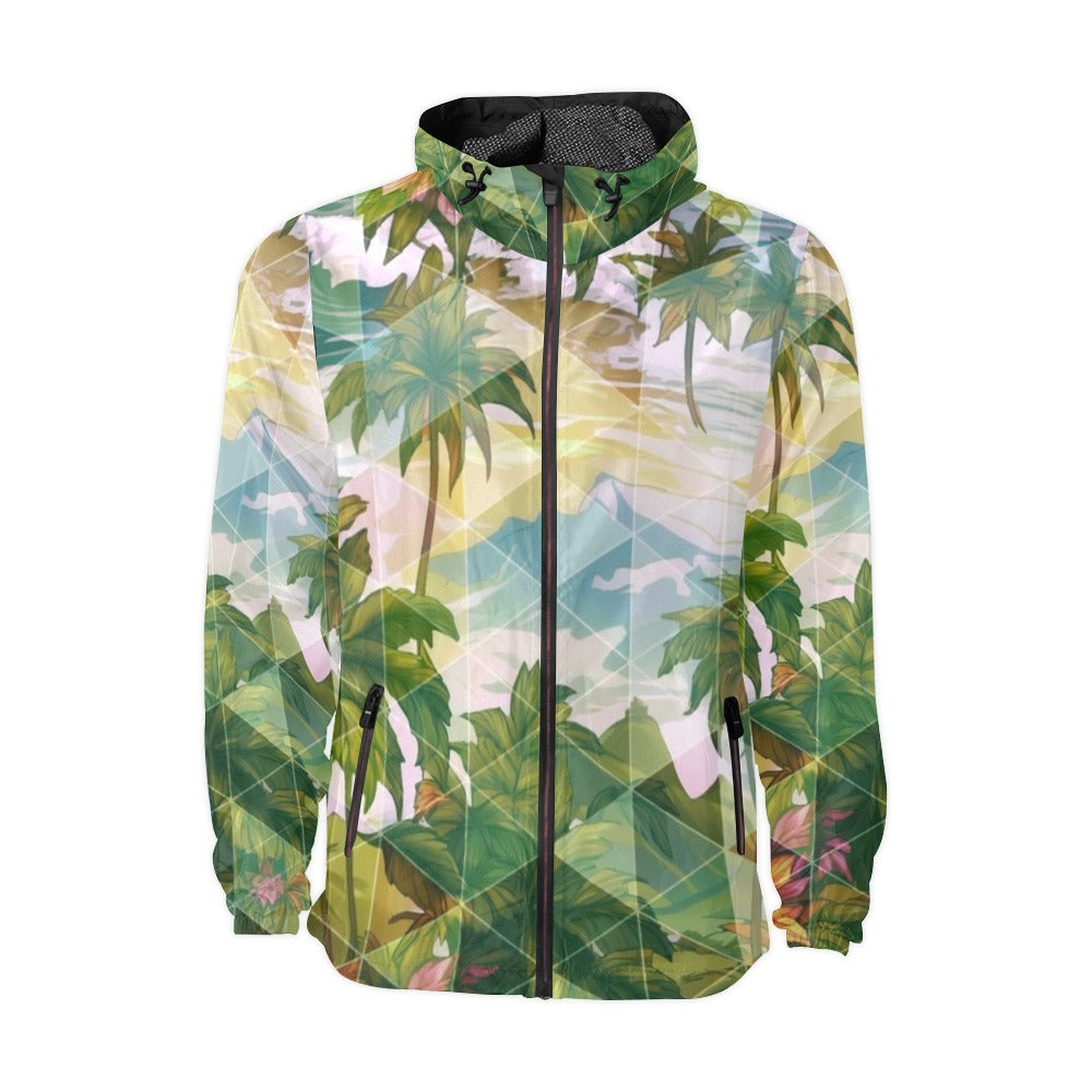 Hawaiian Shirt Style Windbreaker - Windward Side Collection _ Floral Sunrise 02