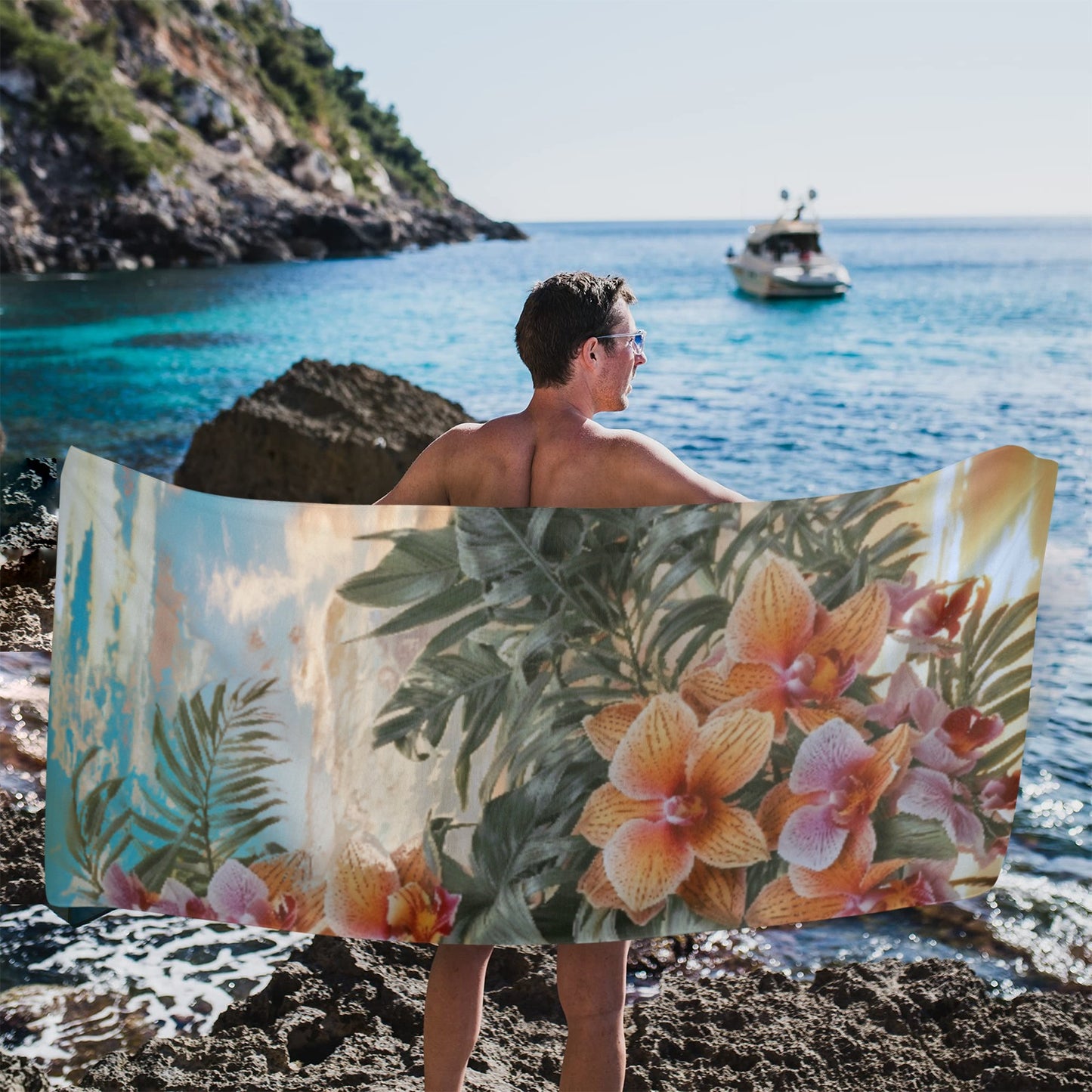 Beach Towel, Hawaiian Shirt Pattern, Windward Side Sunrise 01