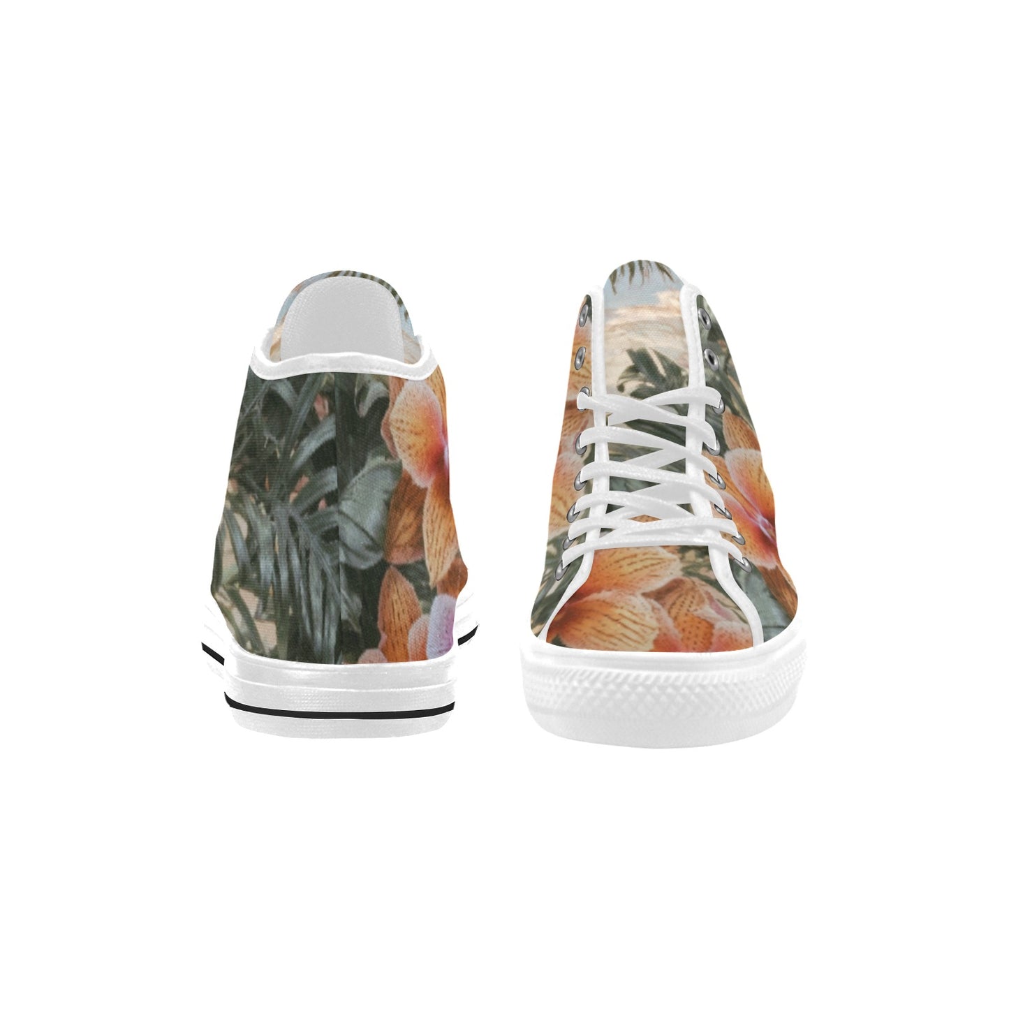 High Top Canvas Shoes, Hawaiian Shirt Pattern, Windward Side Floral Sunrise 01