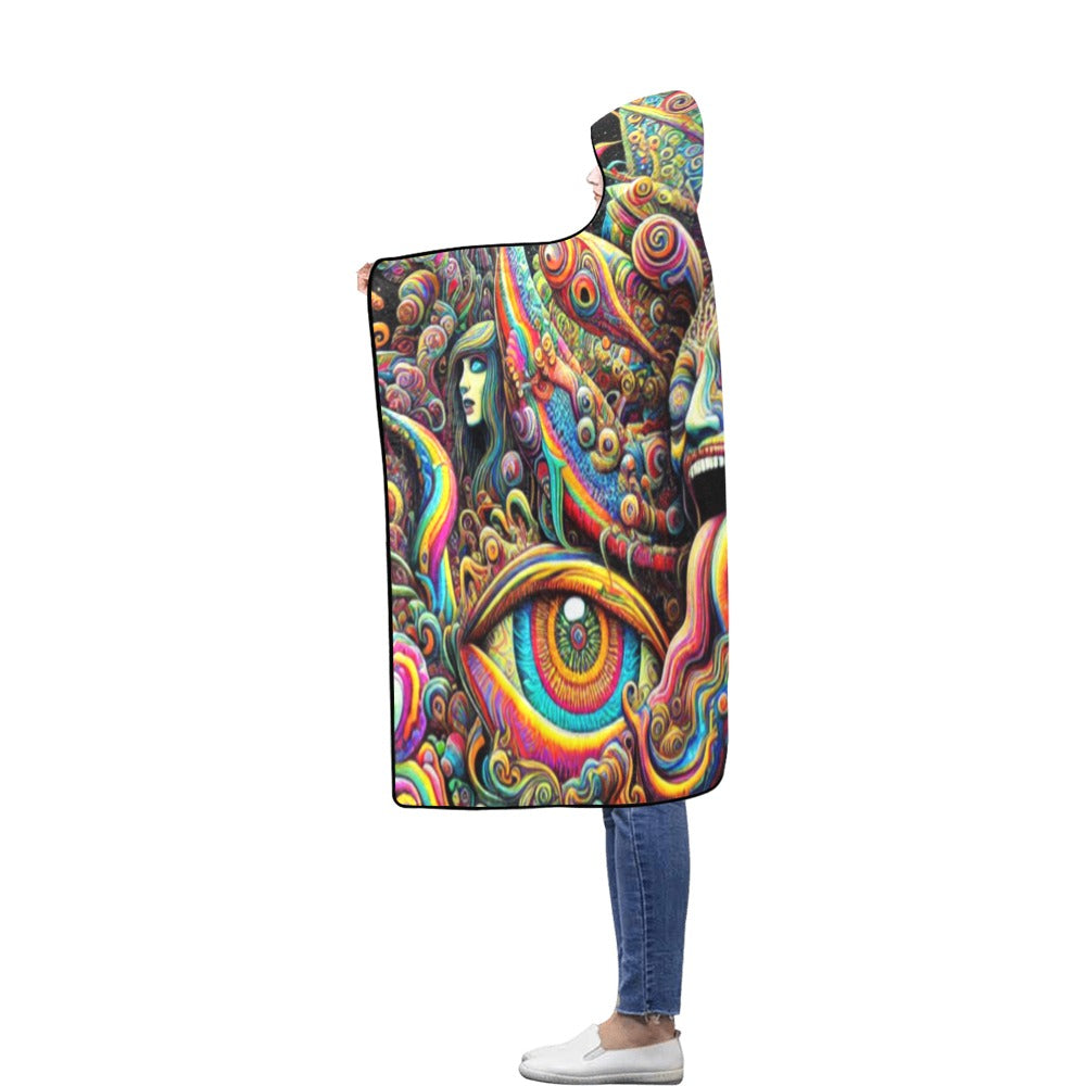 Psychedelic Hooded Blanket 56 x 80 Flannel Hooded Blanket 56''x80''