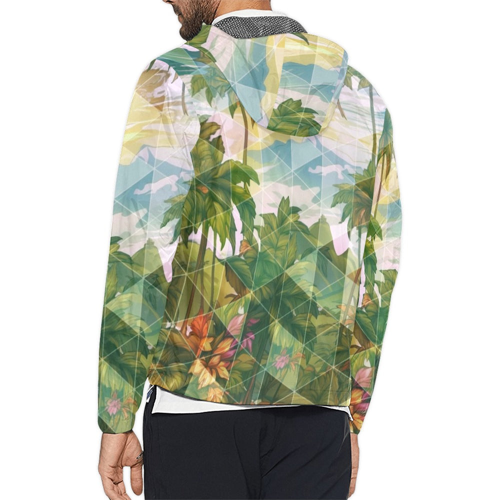 Hawaiian Shirt Style Windbreaker - Windward Side Collection _ Floral Sunrise 02