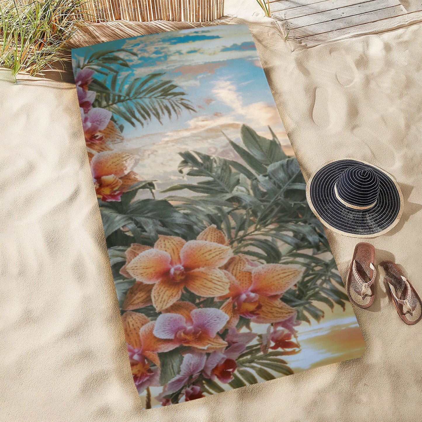 Beach Towel, Hawaiian Shirt Pattern, Windward Side Sunrise 01